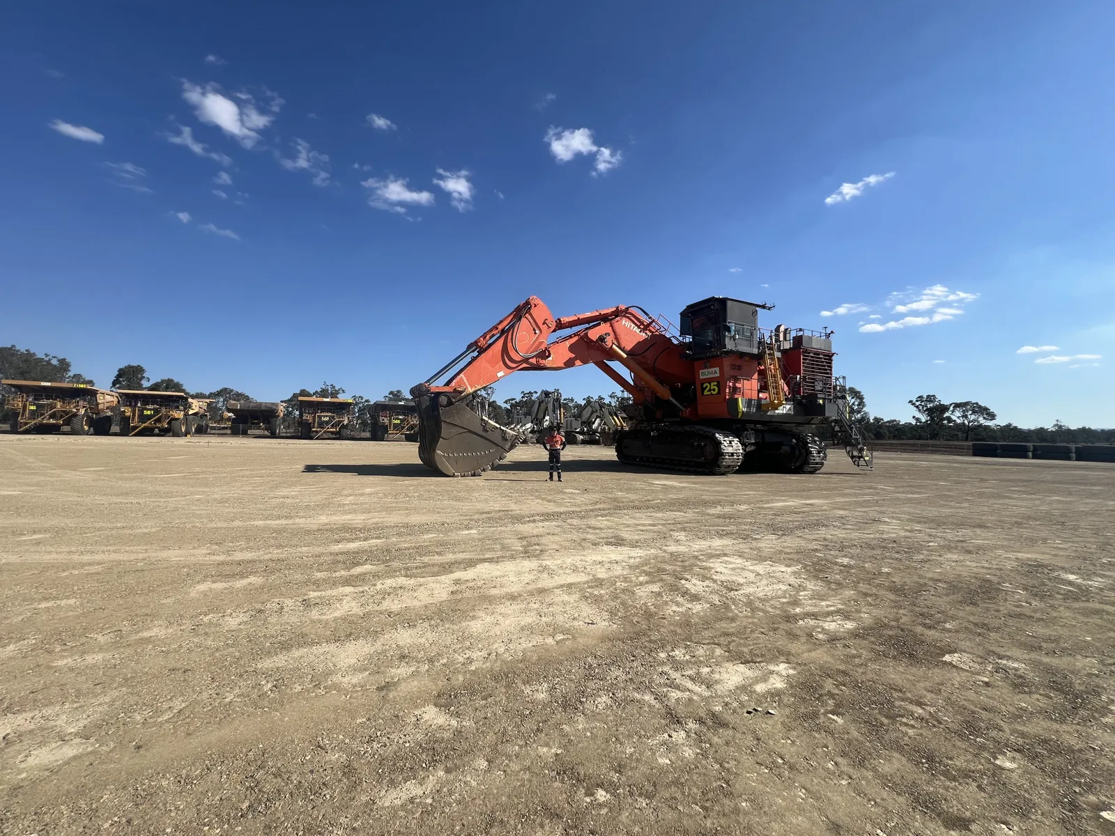Hitachi mining excavator on a mine site hardstand