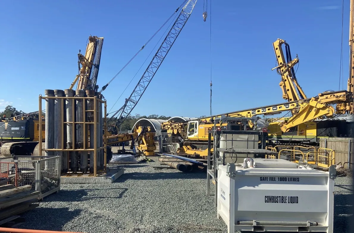 Cranes and rigs on a project site